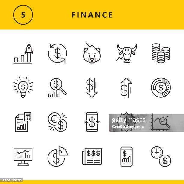 illustrazioni stock, clip art, cartoni animati e icone di tendenza di icone della linea finanziaria - guadagnare soldi