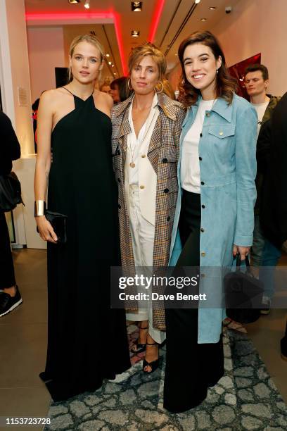 Gabriella Wilde, Georgiana Anstruther and Gala Gordon attend the launch of Richard Orlinski’s first solo gallery on June 04, 2019 in London, England.