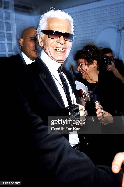 Karl Lagerfeld during Paris Fashion Week - Haute Couture Spring/Summer 2005 Chanel at Front Row Ateliers Berthier in Paris, France.