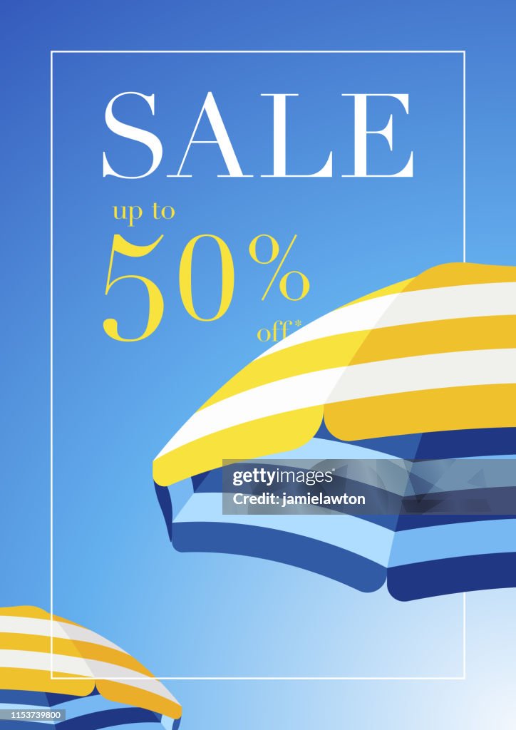 Beach Umbrella Summer Sale Background