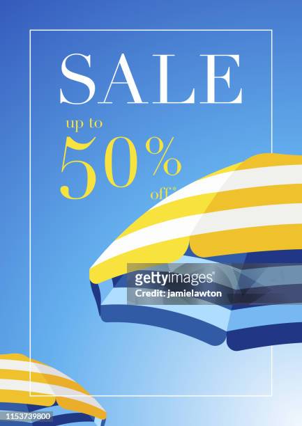 beach umbrella summer sale background - summer stock illustrations