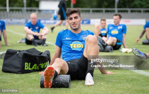 Muhammed Kiprit of Hertha BSC looks on during the sports training camp on July 4, 2019 in Neuruppin, Germany.