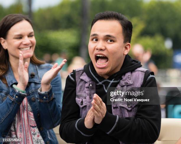 Tina Lee and Kodi Lee visit "Extra" at Universal Studios Hollywood on June 04, 2019 in Universal City, California.