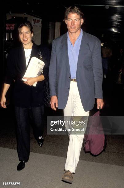 Dana Reeve and Christopher Reeve during Christopher and Dana Reeve at Los Angeles International Airport - October 26, 1993 at Los Angeles...