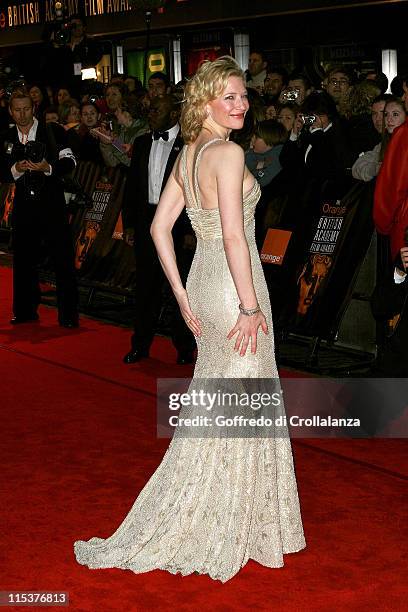 Cate Blanchett during BAFTA Film Awards 2005 - Arrivals at The Odeon Leicester Square in London, United Kingdom.