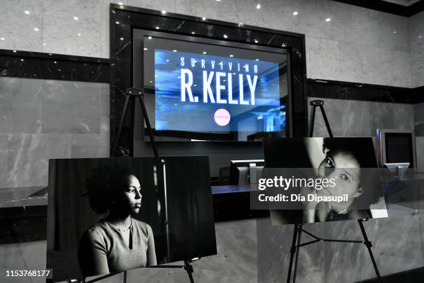 View of the photography by Scheherazade Tillet as the executive producers and survivors featured in Lifetime's "Surviving R Kelly" attend the Emmy...