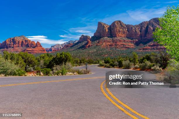 springtime  overview of red rocks at sedona az (p) - arizona mountains stock pictures, royalty-free photos & images