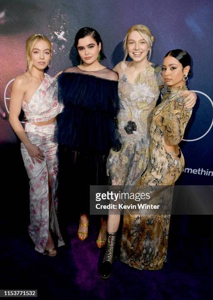 Sydney Sweeney, Barbie Ferreira, Hunter Schafer, and Alexa Demie attend the LA Premiere of HBO's "Euphoria" at The Cinerama Dome on June 04, 2019 in...