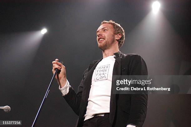 Chris Martin of Coldplay during K Rock Klaus Fest at Nassau Coliseum in Long Island, NY, United States.