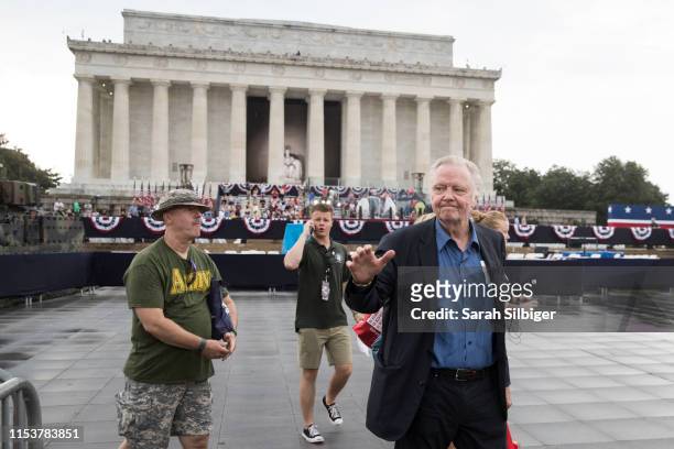 Actor Jon Voight greets crowds during the opening festivities of President Donald Trump's "Salute to America" ceremony in front of the Lincoln...