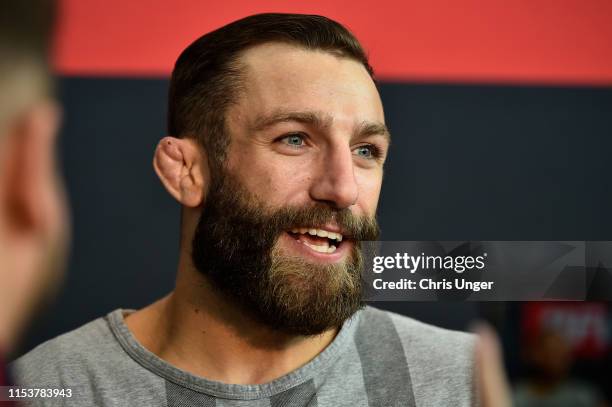 Michael Chiesa interacts with the media during the UFC 239 Ultimate Media Day at T-Mobile Arena on July 4, 2019 in Las Vegas, Nevada.