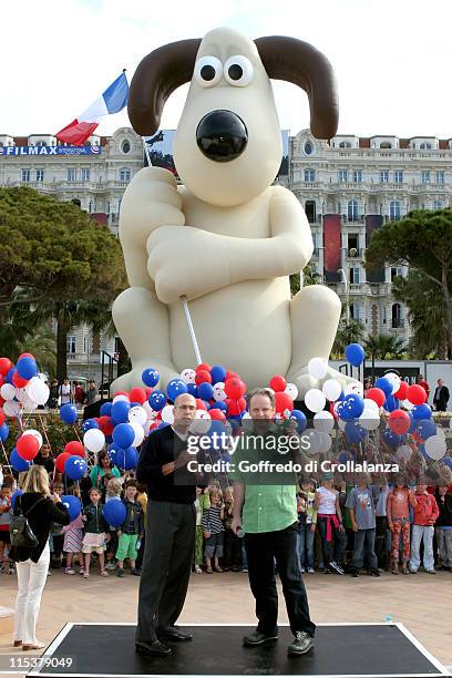 Jeffry Katzenberg and Nick Park during 2005 Cannes Film Festival - "Wallace & Gromit" Photocall in Cannes, France.