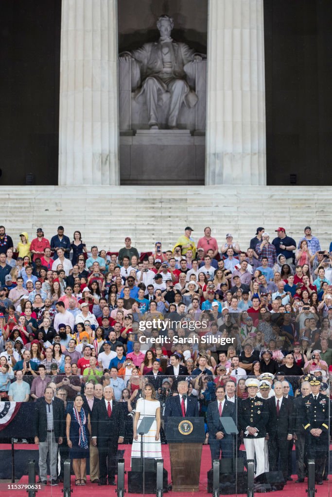 President Trump Delivers Address At Lincoln Memorial On Independence Day