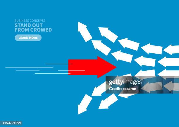 ilustrações de stock, clip art, desenhos animados e ícones de innovation, red arrow breaking the order - superação