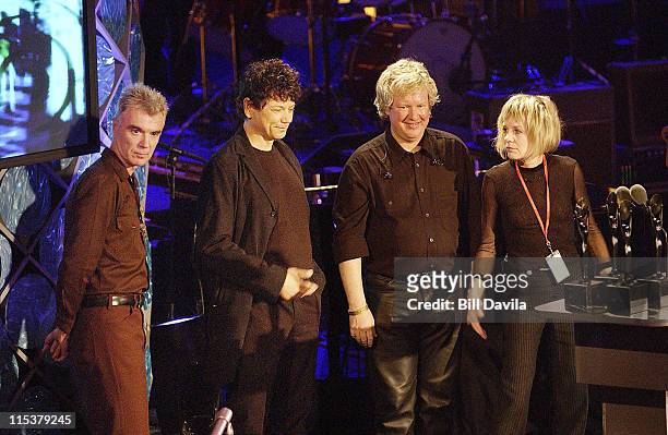 David Byrne, Jerry Harrison, Chris Frantz and Tina Weymouth of Talking Heads, inductees