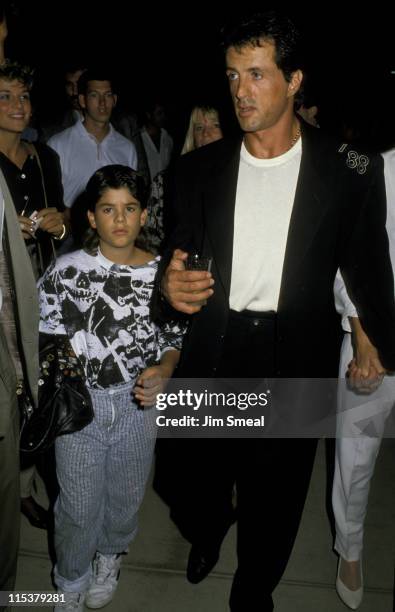 Sylvester Stallone and son Sage Stallone during Sylvester Stallone Sighting at Polo Match - August 26, 1988 at Equestrain Center in Los Angeles,...