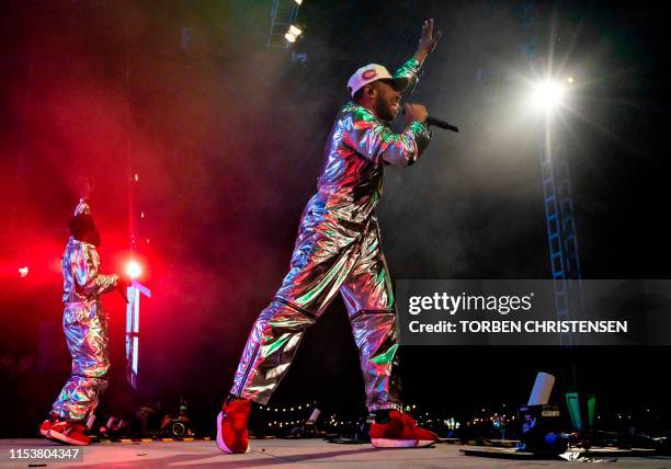 Members of the US hip-hop band Brockhampton perform at Arena Scenen during the Roskilde Festival on July 4, 2019 in Roskilde, Denmark. / Denmark OUT