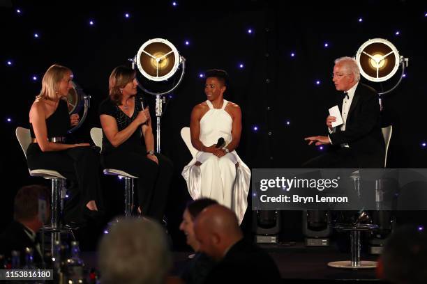 Louise Minchin, Katherine Grainger and Dame Kelly Holmes discuss women's sport during the Sports Book Awards at Lord's Cricket Ground on June 04,...