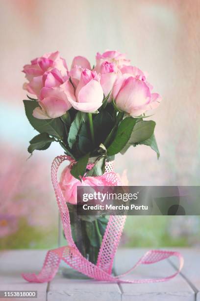 bouquet of roses - bud vase stock pictures, royalty-free photos & images