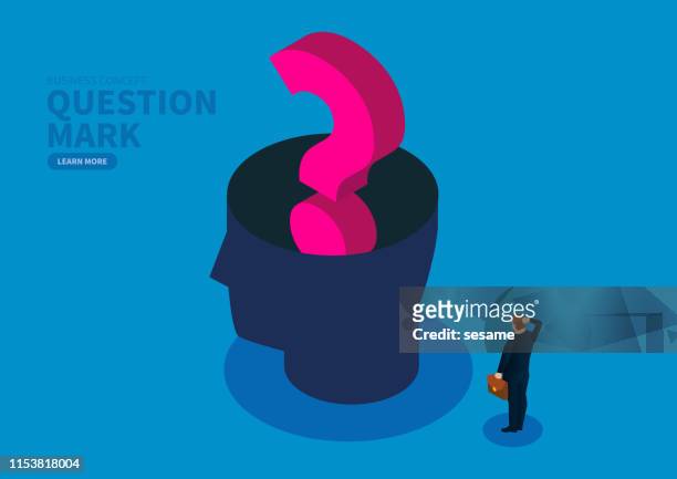 ilustraciones, imágenes clip art, dibujos animados e iconos de stock de muchas preguntas, el signo de interrogación se llena con el cerebro - improvisar