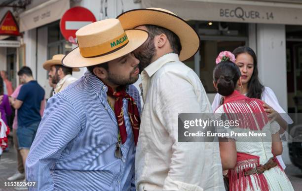 The brotherhood of ‘Rocío de la Macarena’ is seen during its way to ‘El Rocio’ pilgrimage, the largest in Spain, that gathered almost one million...