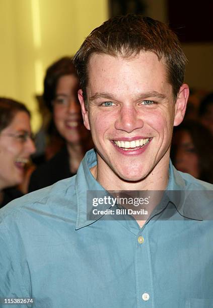 Matt Damon during "The Bourne Identity" - Party to Benefit the Legal Action Center at Burberry Store in New York City, New York, United States.