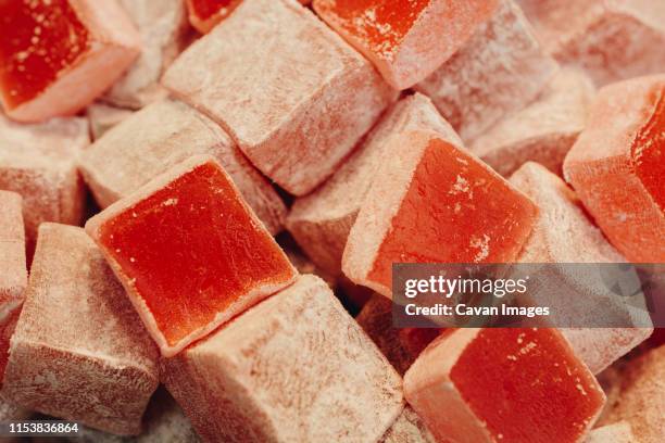 traditional turkish delight  lokum candy - turkish delight stock pictures, royalty-free photos & images