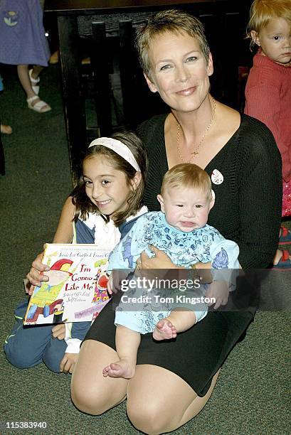 Jamie Lee Curtis and Young Fans during Jamie Lee Curtis Release her New Book "I'm Gonna Like Me" at Barnes & Noble Lincoln Square in New York City,...