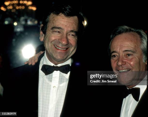 Walter Matthau and Jack Lemmon during AFI Lifetime Achievement Award to Billy Wilder at Beverly Hilton Hotel in Beverly Hills, California, United...