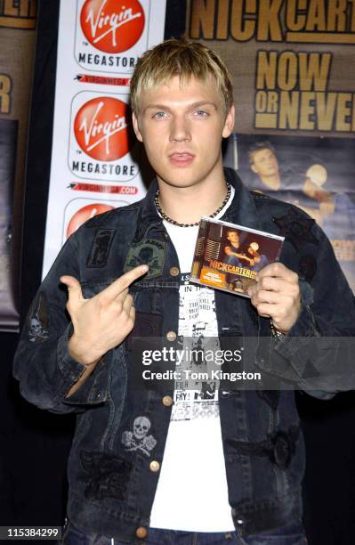 Nick Carter during Nick Carter Promoting his new CD "Now Or Never!" at the Virgin Records store at Times Square in New York City, New York, United...