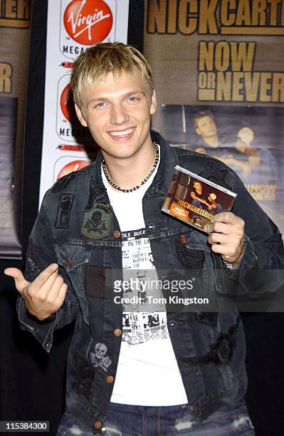 Nick Carter during Nick Carter Promoting his new CD "Now Or Never!" at the Virgin Records store at Times Square in New York City, New York, United...