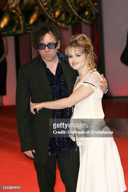 Tim Burton and Helena Bonham Carter during 2005 Venice Film Festival - "Corpse Bride" Premiere at Venice Lido in Venice, Italy.
