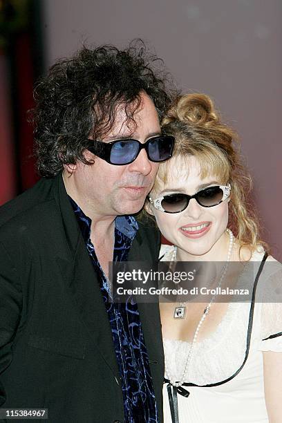 Tim Burton and Helena Bonham Carter during 2005 Venice Film Festival - "Corpse Bride" Premiere at Venice Lido in Venice, Italy.