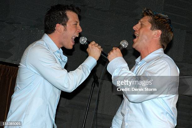 John Tartaglia & Christopher Sieber during The Leading Men Concert at Joe's Pub to Benefit Broadway Cares - May 30, 2005 at Joe's Pub in New York...