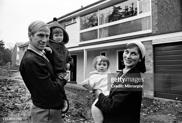 Manchester United's Bobby Charlton pictured with his wife Norma and their daughters Andrea and Suzanne at their new luxury home at Lymm, Cheshire....