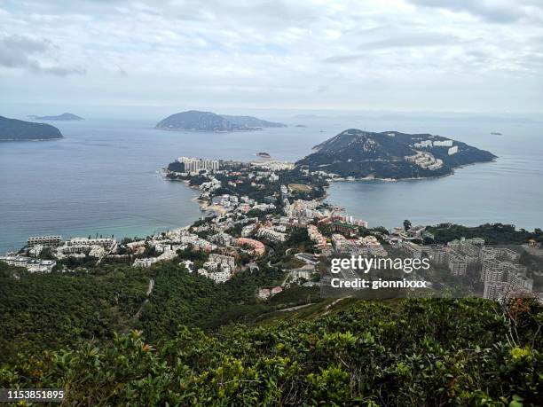 stanley viewed from the twins, hong kong island - tai tam country park stock pictures, royalty-free photos & images