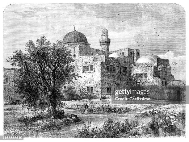 king david's tomb jerusalem israel - temple mount stock illustrations