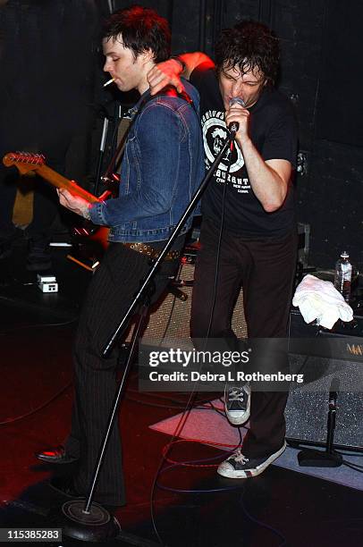 Ryan Adams and Jesse Malin during Jesse Malin in Concert with a Surprise Appearance by Ryan Adams - August 24, 2003 - Show at Bowery Ballroom in New...