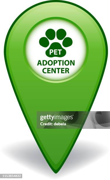 pet adoption center green map pointer for gps navigation - technology adoption stock illustrations