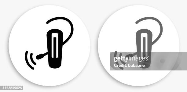 phone piece black and white round icon - bluetooth stock illustrations