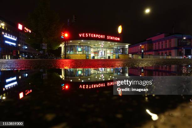 vesterport station by night - copenhagen night stock pictures, royalty-free photos & images