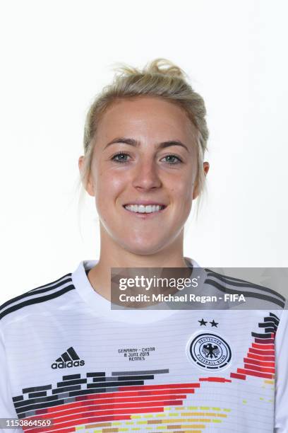 Carolin Simon of Germany poses for a portrait during the official FIFA Women's World Cup 2019 portrait session at Domaine de Cice-Blossac on June 05,...