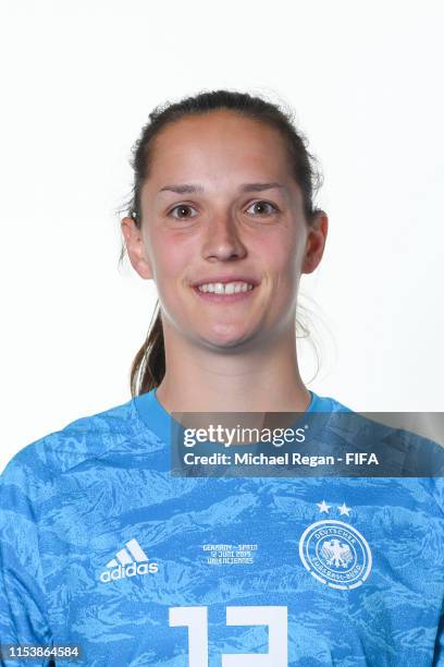 Laura Benkarth of Germany poses for a portrait during the official FIFA Women's World Cup 2019 portrait session at Domaine de Cice-Blossac on June...
