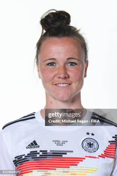 Marina Hegering of Germany poses for a portrait during the official FIFA Women's World Cup 2019 portrait session at Domaine de Cice-Blossac on June...