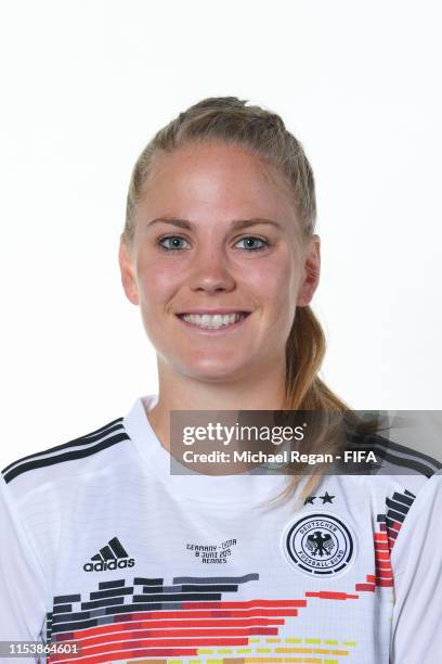 Leonie Maier of Germany poses for a portrait during the official FIFA Women's World Cup 2019 portrait session at Domaine de Cice-Blossac on June 05,...