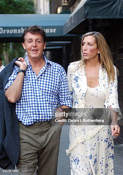 Sir Paul McCartney and his wife Heather Mills during Sir Paul McCartney And His Wife Heather Mills Out And About in New York City - July 10, 2002 at...