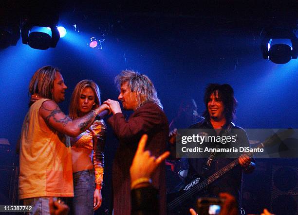 Vince Neil, Nikki Sixx and C.C. DeVille during Vince Neil of MOetley Cr&#971;e Performs Special Concert With Special Guests at Key Club in West...