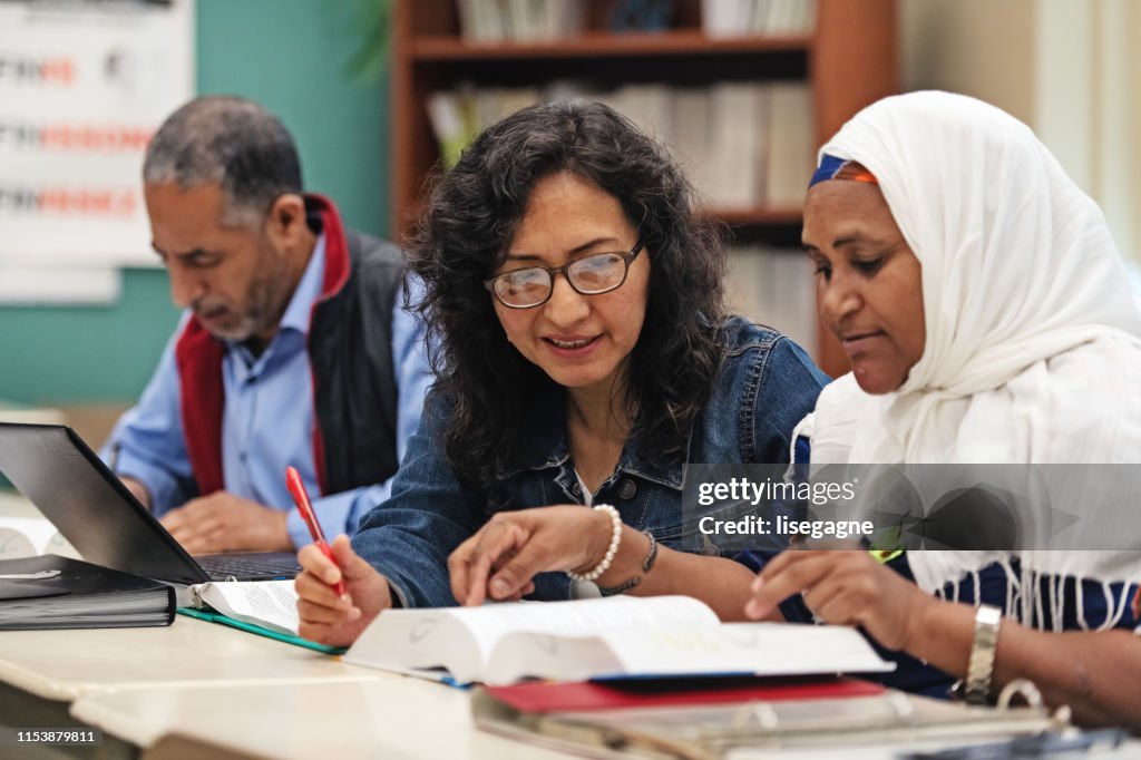 Multi-ethnic adults education classroom