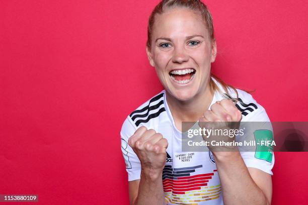 Leonie Maier of Germany poses for a portrait during the official FIFA Women's World Cup 2019 portrait session at Domaine de Cice-Blossac on June 05,...