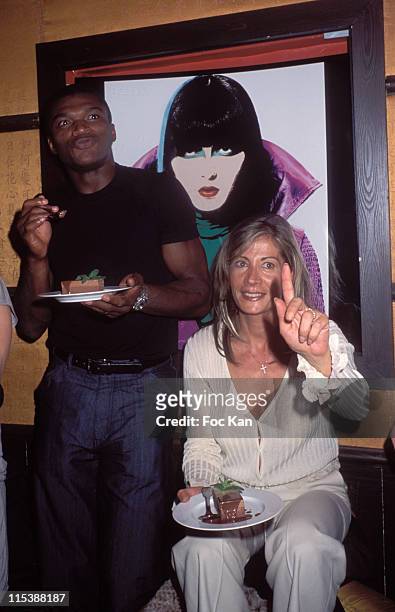 Marcel Desailly and Frederique during Corleone Jeans Party at Man Ray in Paris at Man Ray in Paris, France.